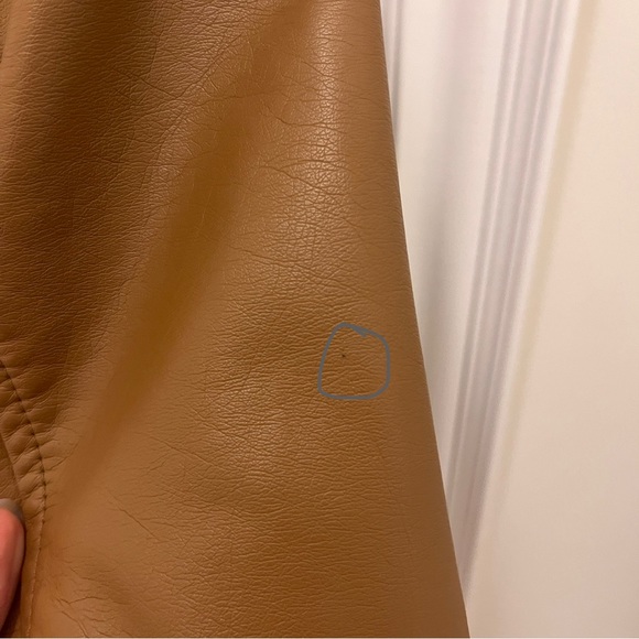 Faux Tan Leather Motorcycle/Biker Jacket - Picture 8 of 9
